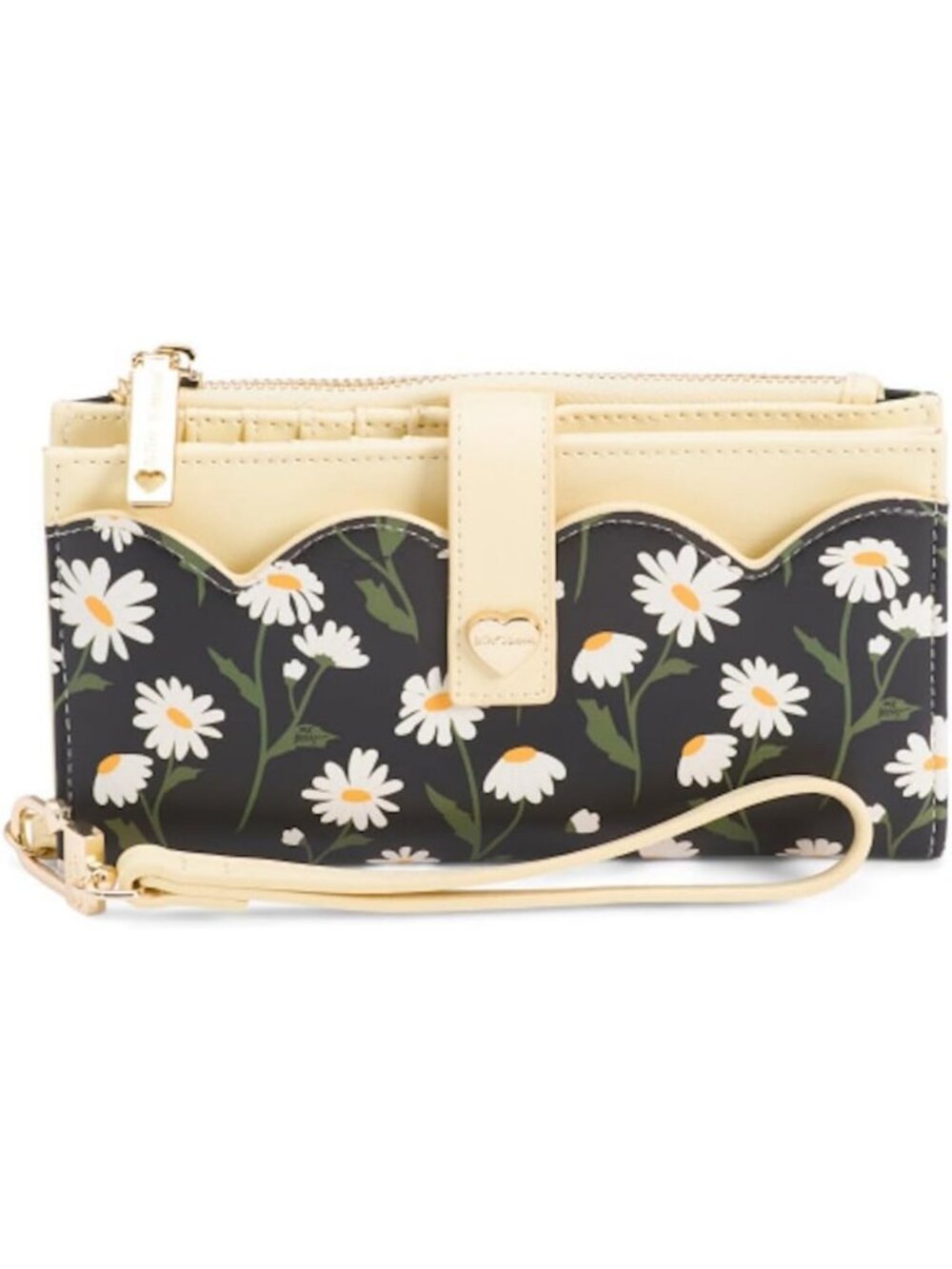 Chic Scalloped Wristlet with Detachable Strap - Compact 7.5x4 Inch Clutch